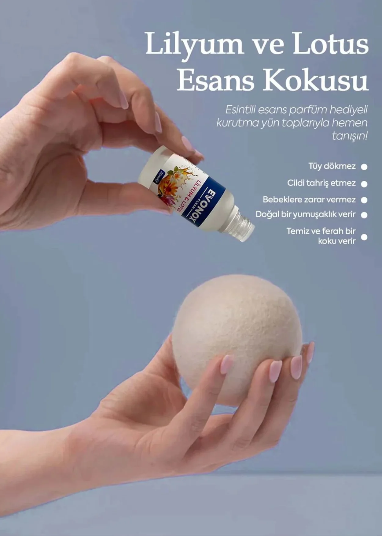 Evonox Clean Yün Kurutma Topu Esansı – Lilium Lotus - Image 3