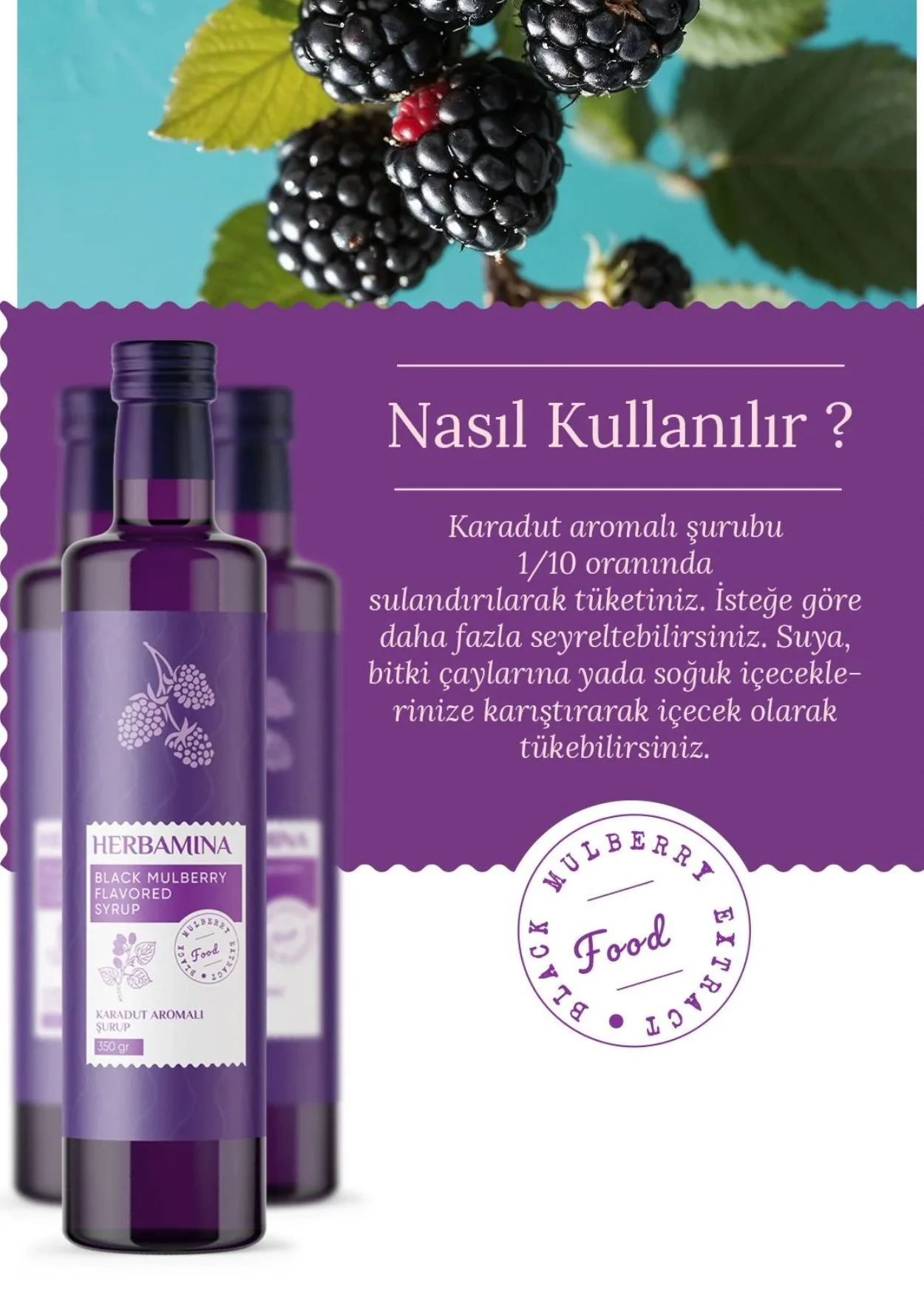 Herbamina Karadut Aromalı Şurup - Image 5
