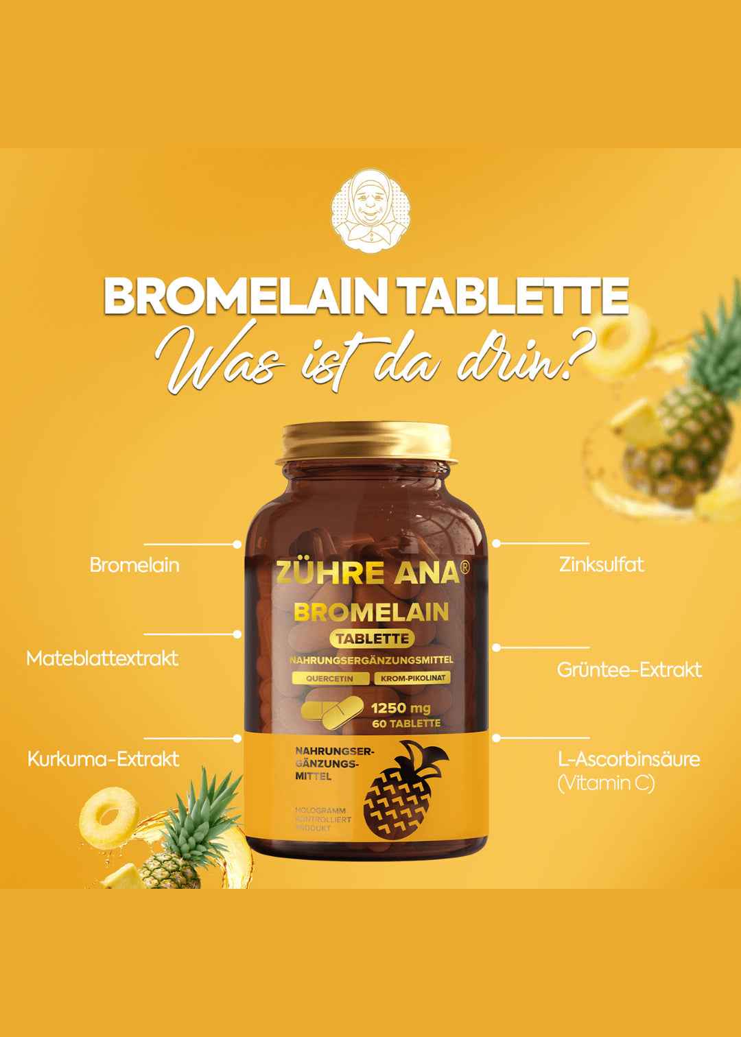Zühre Ana Bromelain Kapseln 60 Kapseln mit Ananas-extrakt - Image 2