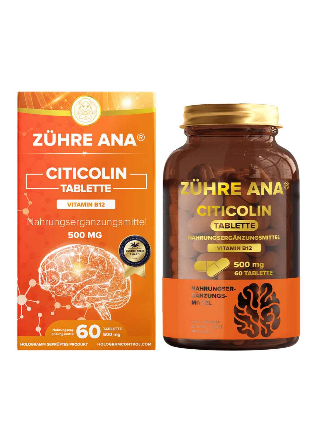 Zühre Ana Citicolin-500 mg 60 Tabletten enthalten Vitamin B12 (Sitikolin Tablet)