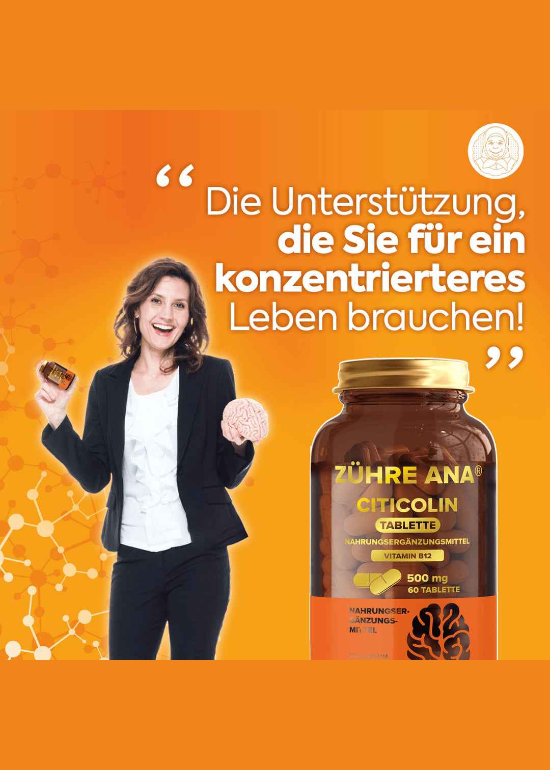Zühre Ana Citicolin-500 mg 60 Tabletten enthalten Vitamin B12 (Sitikolin Tablet) - Image 4