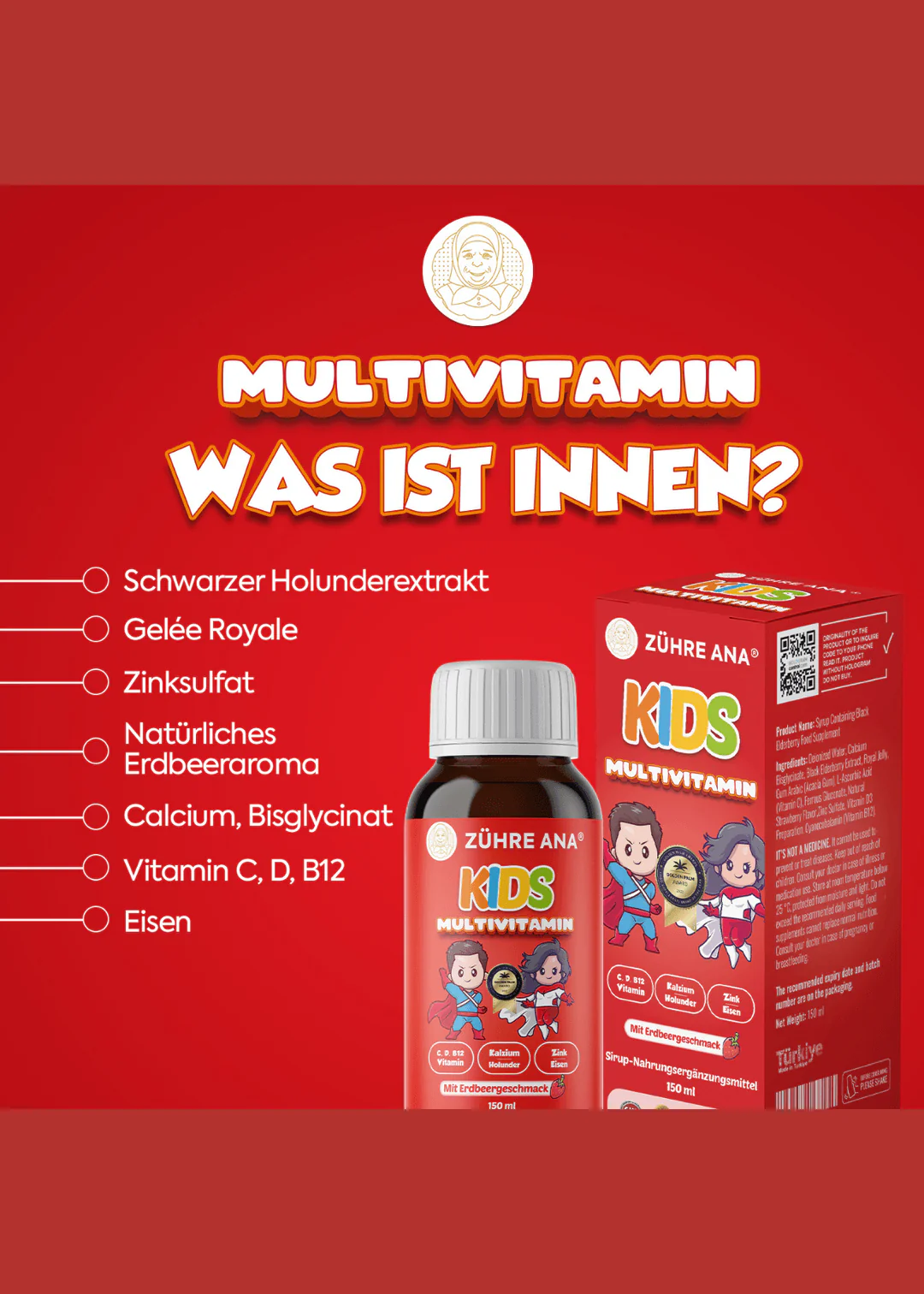 Zühre Ana Kids - Erdbeer Multivitamin Sirup - Image 3