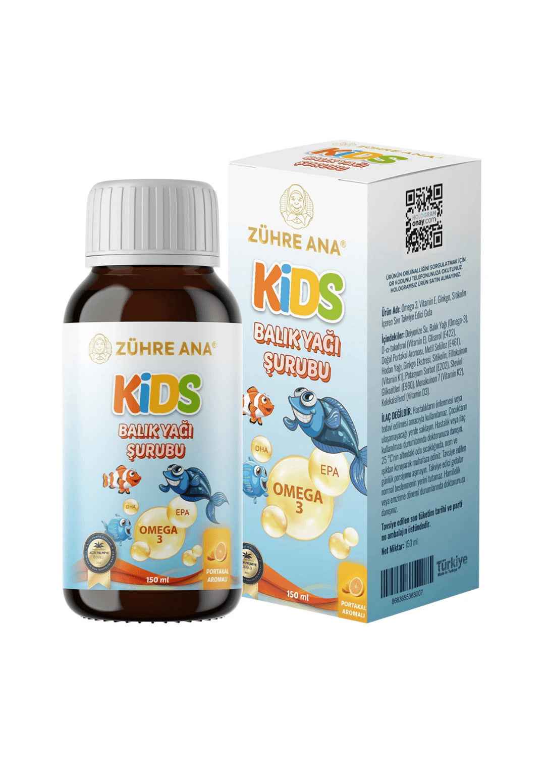 Zühre Ana Kids Omega 3 Fischöl Sirup (Orangengeschmack) - Image 3